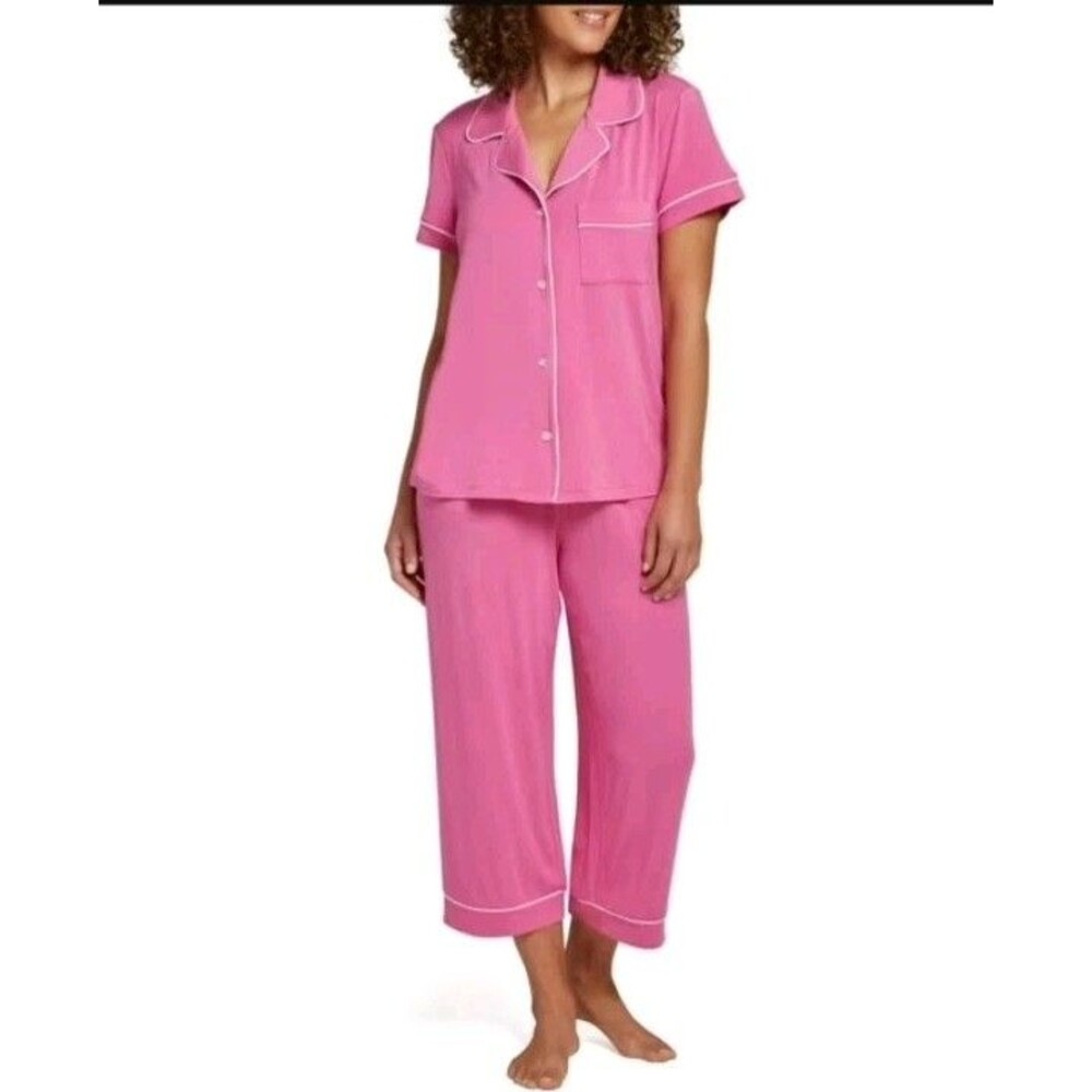 LOFT Sleep Hot Pink Notch Collar Capri Pajama Set XL Modal Lounge Set